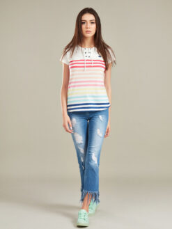 Tricou Multicolor Online Tricouri Fete Vara Bumbac Ieftine Dama | Bluze de Dama Ieftine Online | Tricouri Fete Primavara Vara Ieftine | Tricouri Fashion Moda Trend | Bluze cu Maneca Evazata | Pulovere Ieftine Online | Maieu Flamingo | Maieuri Albe Flamingo Ieftine | Magazin Online Femei Reduceri | Tricou