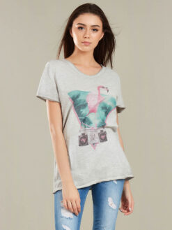 Tricou gri Flamingo TRICOURI Vara Online Ieftine Bumbac 2018 | Bluze de Dama Ieftine Online | Tricouri Fete Primavara Vara Ieftine | Tricouri Fashion Moda Trend | Bluze cu Maneca Evazata | Pulovere Ieftine Online | Maieu Flamingo | Maieuri Albe Flamingo Ieftine | Magazin Online Femei Reduceri | Tricouri
