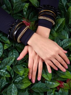 Set bratari negru auriu online bijuterii fashion bratara ieftine dama statement magazin fete femei ocazie nunta botez majorat moda trend cristale auriu comanda online calitate reduceri pietre pretioase swarovski stralucitoare