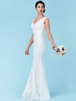 Cauti o Rochie de Mireasa Online? Spune DA intr-o Rochie Sirena Alba Mangata Rochie de Mireasa Online Decolteu Cununie IEFTINE Paiete