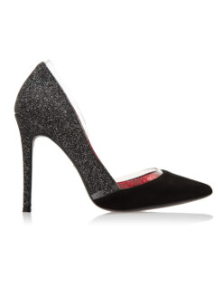 Cauti un Stiletto Negru Fashion de Ocazie cu Plastic? Colectia Mangata 2019 Stiletto Glitter Janine Negru Elegante Piele Intoarsa Toc Subtire