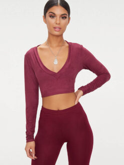 Cauti un Top Fashion Casual Online Ieftin? Descopera Colectia Mangata 2019 Bluza Bordo Maneca Lunga TOPURI Casual Dama Ieftine Online