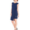 Cumpără Rochie Midi de Zi ROCHII Seara Majorat Fashion Albastra cu design asimetric și cordon în talie. Ideală pentru cocktail sau birou. Livrare rapidă
