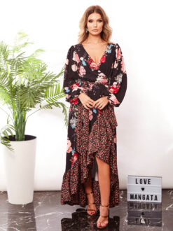 Cauti O Rochie de Vara Vaporoasa Lunga cu Imprimeu? Livrare Rapidă, Comanda pe Mangata.ro Rochie Lungă de Seară Voal Imprimeu Floral Vară MANGATA