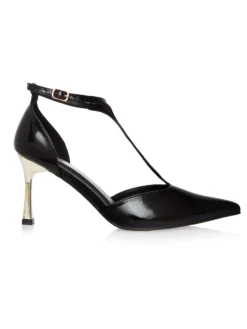 Cauti un Stiletto Elegant Fashion de Ocazie? Descopera Colectia Mangata Pantofi Menbur Negri Piele Lăcuită Toc Auriu Katu, Livrare Rapidă