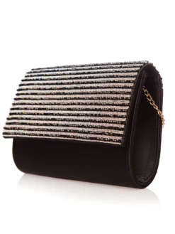 Cauti un Clutch Elegant Negru Online? Descopera Noua Colectie Mangata.ro | CPoseta Eleganta de Ocazie Neagra Cristale Satin MENBUR
