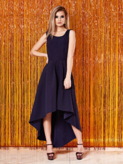 Cauti sa cumperi o Rochie de Seara Midi? Descopera Rochiile de Seara Mangata Rochie Midi Bleumarin Eleganta Asimetrica Volane Rochii MANGATA