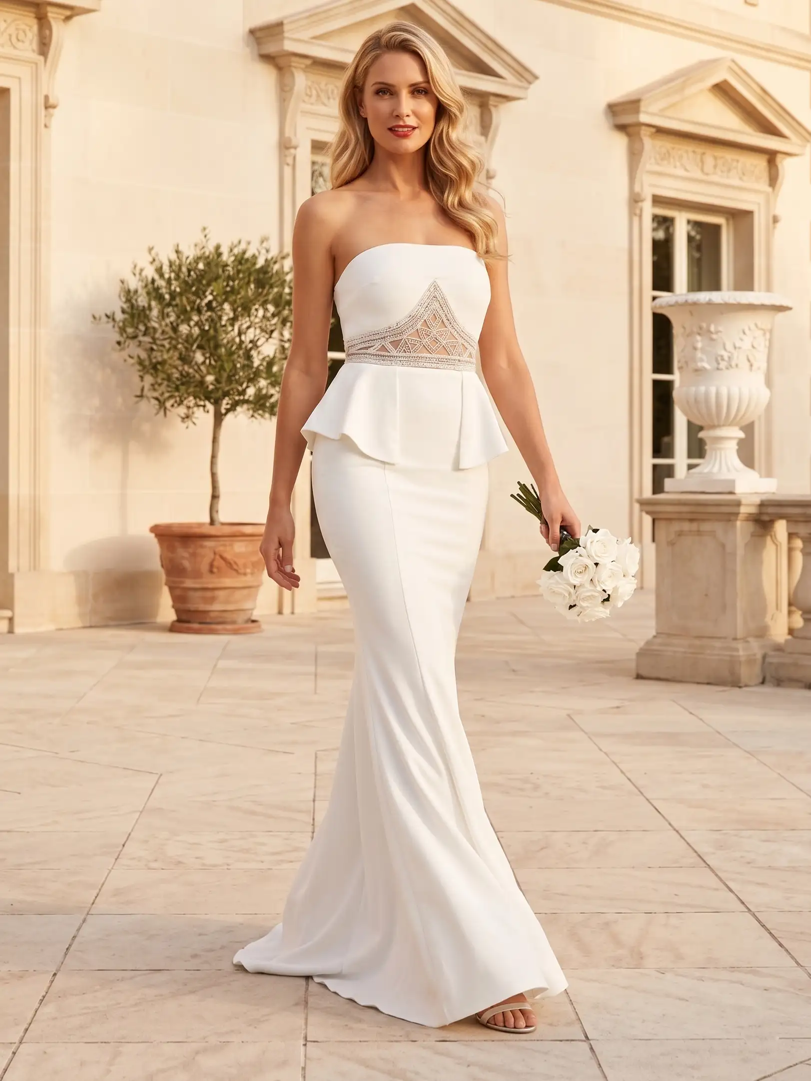 Rochie de Mireasă Albă cu Cristale Jane