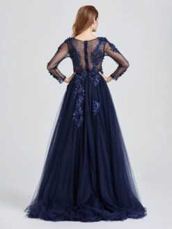 Cauti o Rochie Lunga de Ocazie Albastra? Descopera Colectia Mangata Rochie Lunga Tulle Flori 3D Perle Cristale Ocazie Vaporoasa