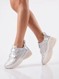 Cauti un Adidas in Trend Deosebit? Descopera Colectia Mangata | Sneakers de Dama Argintiu Irizatii Multicolore Velcro MANGATA