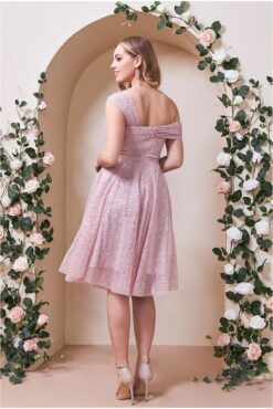 Cauti o Rochie Midi Eleganta Deosebita? Comanda Online pe MANGATA.ro | Rochie de Seara Midi Roz Eleganta Rochii Ocazie MANGATA
