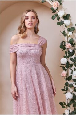 Cauti o Rochie Midi Eleganta Deosebita? Comanda Online pe MANGATA.ro | Rochie de Seara Midi Roz Eleganta Rochii Ocazie MANGATA