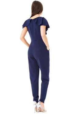 Cauti O Salopeta cu Design Deosebit? Comanda din Colectia Mangata Salopeta Lunga Albastra Volane de Dama Eleganta Online MANGATA