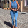 Cauti o Salopeta Lunga din Denim? Descopera Colectia Mangata.ro Salopeta de Dama Lunga Blugi Vara SALOPETE Casual MANGATA