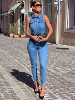 Cauti o Salopeta Lunga din Denim? Descopera Colectia Mangata.ro Salopeta de Dama Lunga Blugi Vara SALOPETE Casual MANGATA