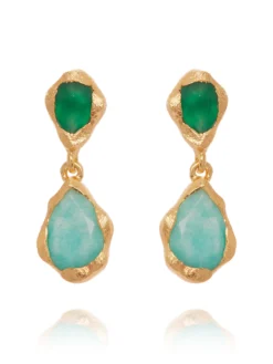 Cauti o Pereche de Cercei cu Cristale? Descopera Colectia Mangata Jewelry Cercei de Ocazie Aurii Eleganti Fashion Piatra Verde MANGATA