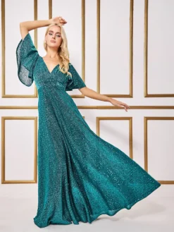 Cauti o Rochie Lunga Eleganta? Descopera cea mai noua Colectie Online Rochie Lunga Eleganta Verde Spate Gol de Seara MANGATA
