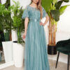 Cauti o Rochie Lunga de Ocazie Vaporoasa? Descopera Colectia Extravagant Rochie Lunga de Ocazie Albastra Eleganta Paiete Tulle Vaporoasa