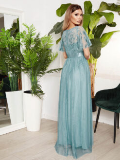 Cauti o Rochie Lunga de Ocazie Vaporoasa? Descopera Colectia Extravagant Rochie Lunga de Ocazie Albastra Eleganta Paiete Tulle Vaporoasa