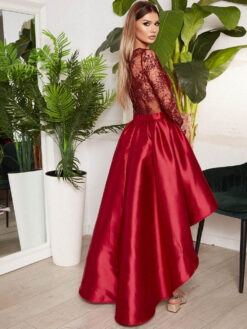 Cauti o Rochie Midi Couture de Ocazie cu Paiete? Descopera Colectia Mangata.ro Rochie de Ocazie Midi Bordo Vaporoasă Mânecă Lungă MANGATA