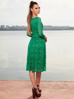 Cauti o Rochie Midi Deosebita cu Dantela? Descopera Colectia Mangata Extravagant Rochie De Seara Verde Dantela Maneca Lunga Eleganta ROCHII