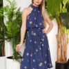 Cauti o Rochie de Zi deosebita care sa te puna in valoare? Comanda Online Rochie Eleganta Albastră de Zi Imprimeu Floral MANGATA