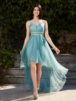 Cauti o Rochie Lunga de Ocazie Vaporoasa? Descopera Colectia Extravagant Rochie Lunga de Ocazie Turquoise Eleganta Perle Tulle Vaporoasa