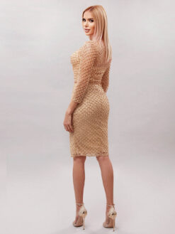 Livrare Gratuita. Cauti o Rochie Eleganta Speciala? Comanda pe MANGATA.ro | Compleu de Ocazie Nude Elegant Perle Glitter Novia Regia