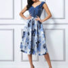 Cauti o Rochie de Seara Deosebita? Descopera si Comanda Online pe Mangata.ro | Rochie de Seară Midi Albastră Imprimeu Floral Online MANGATA