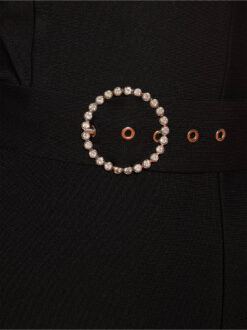 Livrare Gratuita! Cauti o Rochie Neagra Deosebita? Descopera Colectia Mangata Rochie de Seară Midi Neagra Bandage Glamour Asimetrica MANGATA