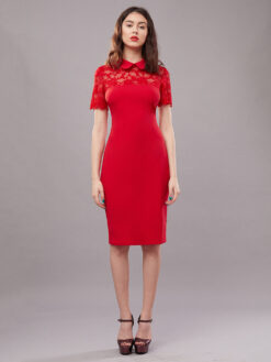 Cauti o Rochie Midi de Ocazie Eleganta? Descopera Colectia Mangata Rochie Dantelă de Seară Midi Rosie Elegantă MANGATA, Livrare Rapidă