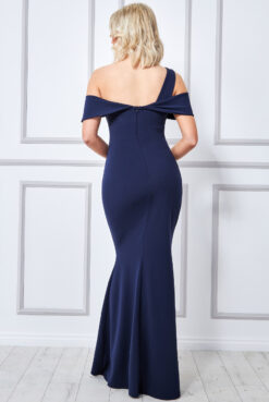Cauti o Rochie Lunga Eleganta? Descopera cea mai noua Colectie Online Rochie Lunga Eleganta Bleumarin Asimetrică de Seară MANGATA