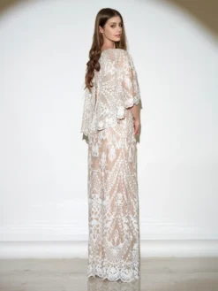 Cauti o Rochie Albă Specială? Comanda Online pe Mangata.ro | Rochie Lungă de Mireasă Broderie Paiete Ieftină MANGATA, Livrare Rapidă