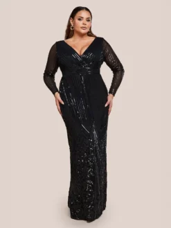 Vrei sa ai o aparitie de neuitat? Ai nevoie de o rochie de seara cu Speciala! Rochie Seara Neagra Lunga Masura Mare Online MANGATA