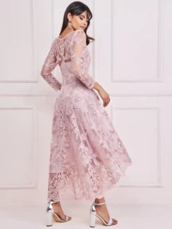 Cauti o Rochie de Ocazie Speciala? Descopera Colectia Mangata.ro Rochie de Ocazie Lungă Roz Dantelă Asimetrica Nașă MANGATA, Livrare Rapidă