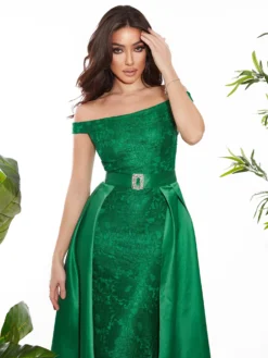 Cauti o Rochie Lunga de Ocazie Specială? Descopera Colectia Extravagant Rochie de Seară Lungă Verde Dantelă Fustă Detașabilă MANGATA