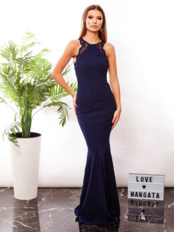 Cauti o Rochie Bleumarin Deosebita? Descopera Colectia Mangata Sensual Rochie de Seară Lungă Albastră Sirenă Eleganta Mangata