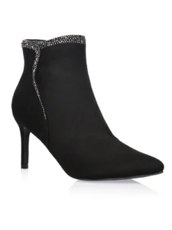 Cauti Botine in Trend Deosebite? Descopera Online Colectia MangataBotine Negre Piele Întoarsă Cristale Toc Office MANGATA Calitate, Livrare Rapidă