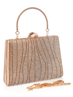 Cauti un Clutch Elegant? Comanda acum unul special pe Mangata.ro | CPoșetă de Ocazie Elegantă Aurie Cristale Mireasă MANGATA, Livrare Rapida