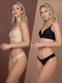 Cauti Chilot Modelator Confortabil? Descopera pe MANGATA brandul BYE BRA, Set 2 Chiloti fara Cusaturi Negru Bej Bye Bra, Livrare Rapida