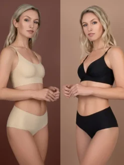 Cauti Chilot Modelator Confortabil? Descopera pe MANGATA brandul BYE BRA, Set Chiloti Invizibili Clasici Negru Bej Bye Bra, Livrare Rapida