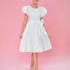 Cauti Rochita Speciala pentru Fete? Descopera Colectia Mangata KIDS, Rochita Alba Midi de Ocazie Tafta Perle Fete Deosebita MANGATA, Livrare Rapida