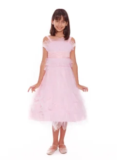 Cauti Rochita Speciala pentru Fete? Descopera Colectia Mangata KIDS, Rochita Roz Pudra Midi de Ocazie Tulle Cristale Fete MANGATA, Livrare Rapida
