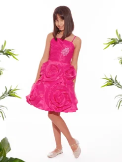 Cauti Rochita Speciala pentru Fete? Descopera Colectia Mangata KIDS, Rochita de Seara Fete Fucsia Midi Organza Deosebita MANGATA, Livrare Rapida