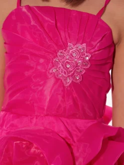 Cauti Rochita Speciala pentru Fete? Descopera Colectia Mangata KIDS, Rochita de Seara Fete Fucsia Midi Organza Deosebita MANGATA, Livrare Rapida