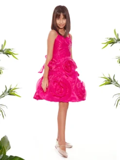 Cauti Rochita Speciala pentru Fete? Descopera Colectia Mangata KIDS, Rochita de Seara Fete Fucsia Midi Organza Deosebita MANGATA, Livrare Rapida