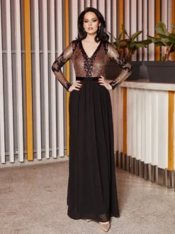 Livrare Rapidă Cauti o Rochie Lunga de Ocazie? Descopera Colectia Noua Rochie de Seara Elegantă Paiete Negre Nașă Lux MANGATA Online