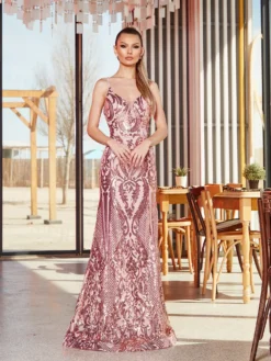 Livrare Rapida. Cauti o Rochie Lunga de Ocazie? Descopera Colectia Noua Rochie de Seara Elegantă Roz Nasa Paiete Deosebita MANGATA