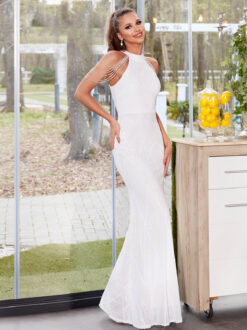 Cauti o Rochie de Mireasă Specială? Comanda Online pe Mangata.ro | Rochie de Mireasă Sirena Albă Paiete şi Cristale MANGATA, Livrare Rapidă