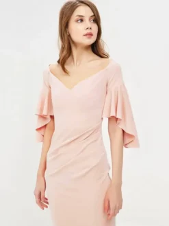 cauti o Rochie Lunga de Seara Deosebita? Comanda pe Mangata.ro Rochie Eleganta Lunga Roz Maneca Scurta MANGATA, Livrare Rapida